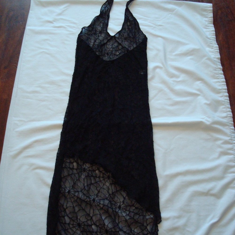 Music Legs Spider web bare back dress NWT